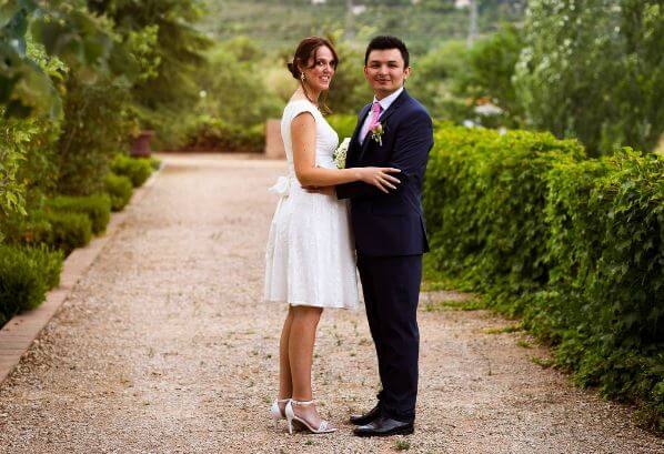 Louise Ardern with her groom at their wedding.